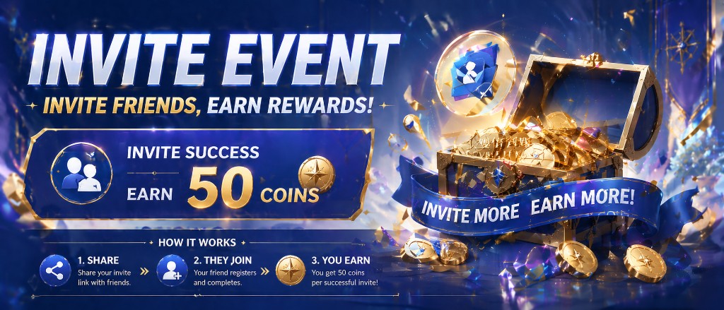 Invite event (free coins) is now live.