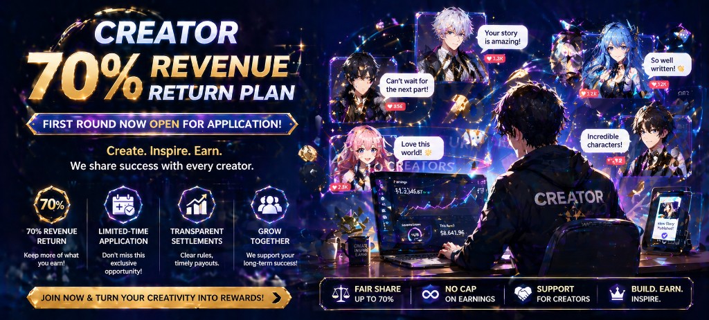 Creator 70% revenue return plan is open.